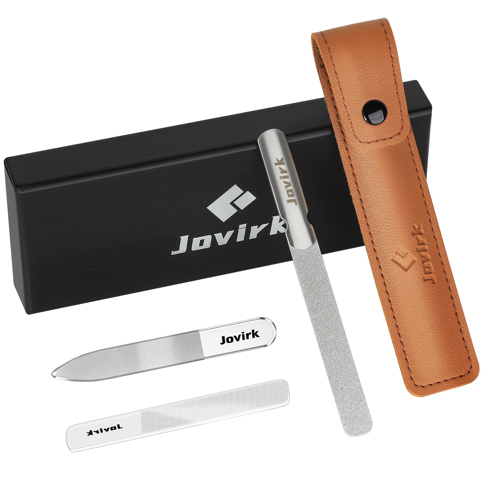 

New Jovirk Nail File Shiny Polished Portable Day [2025 Version] 3-Piece Set, Double-Sided, Glass, Unisex, (Valentine s Gift) чистый
