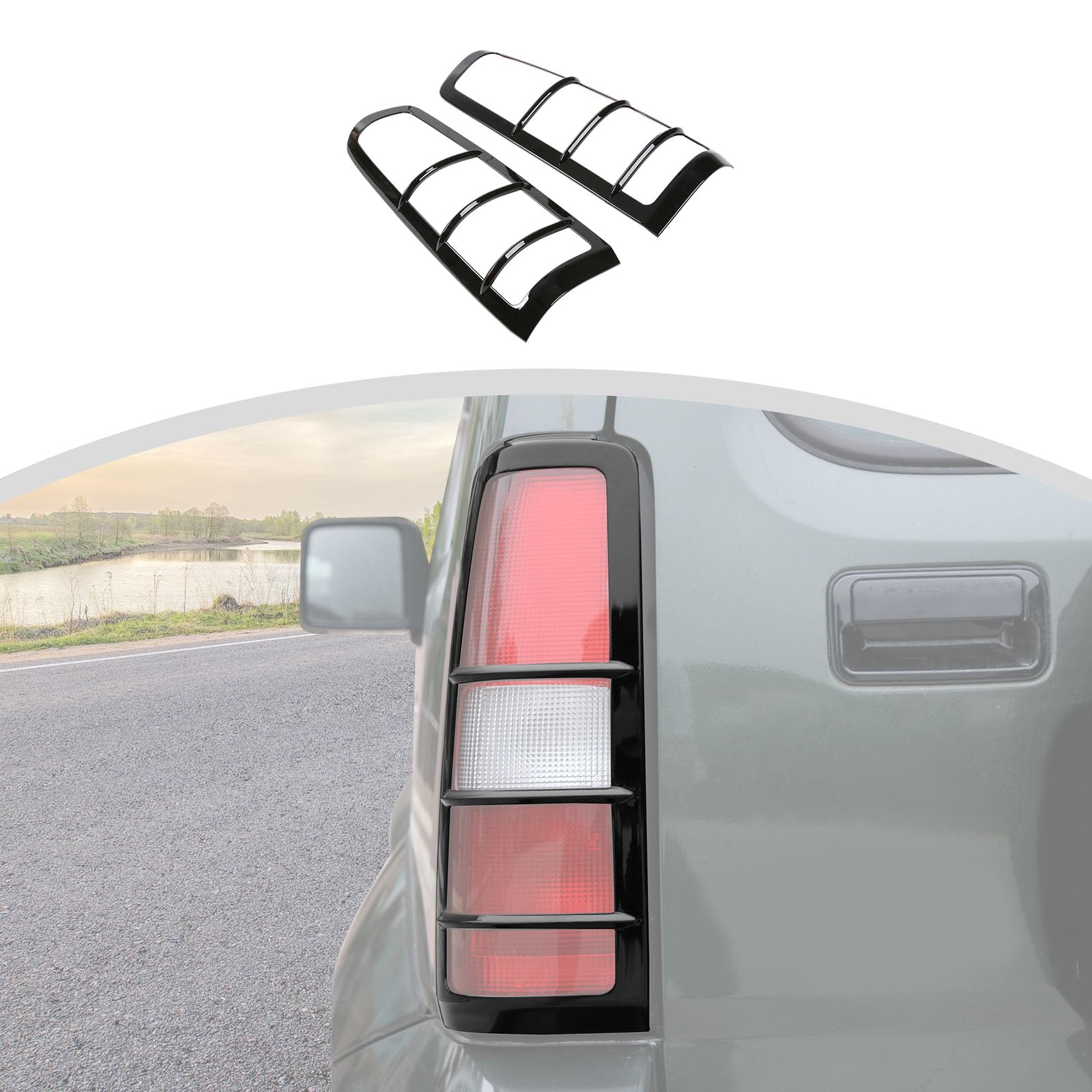 

ANTC Rear Fog Lamp Covers for Suzuki Jimny Fog Lamp Exterior Aero Tail Lamp Iron Rear of Automotive Adhesive Easy Set of 2 and (2007-2017) - Covers, чёрный