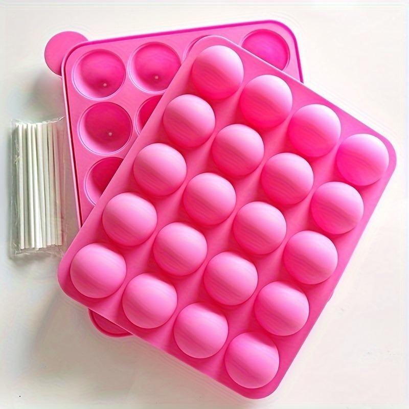 2 Sets 20 Holes Silicone Lollipop Mold with 20 Sticks Perfect for Cake Pops Maker Tool Chocolate & Candy Baking Chocolate Molds