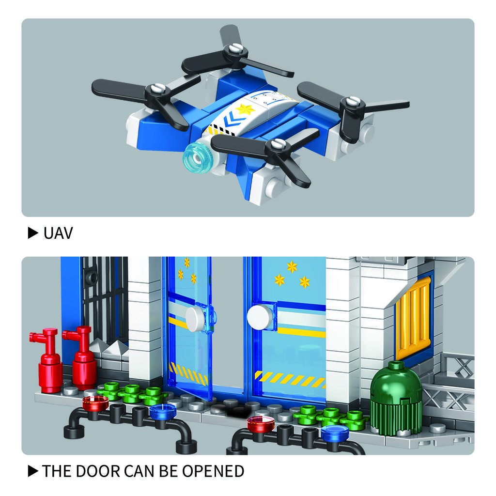352PCS Police Station Construction Bricks Kit City Assembly Puzzle Model Toy Blocks Education Desktop Decor Gifts