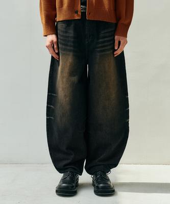 MINAV Deep Wide Balloon Denim Pants [Black]