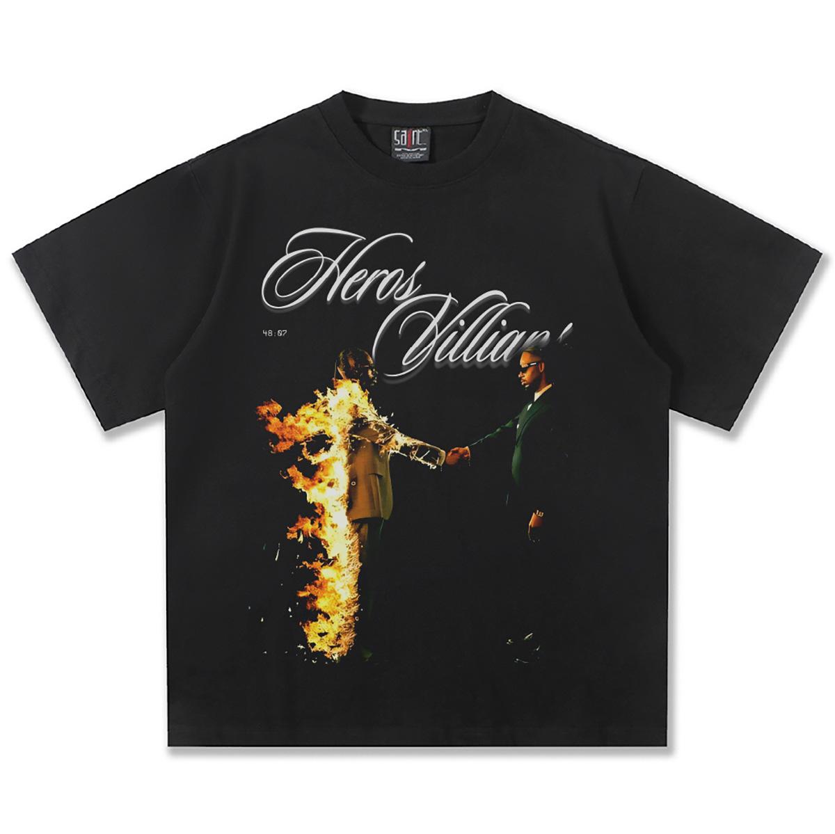 

Metro Boomin Heroes Villains Graphic TShirt Unisex Women Hip Hop Producer Casual Cotton Short Sleeve Hypebeast Retro For Youth S