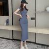 Women's Solid Color Casual Sexy Slit Bodycon Dress Summer Sleeveless Ladies Mid-length Vestidos