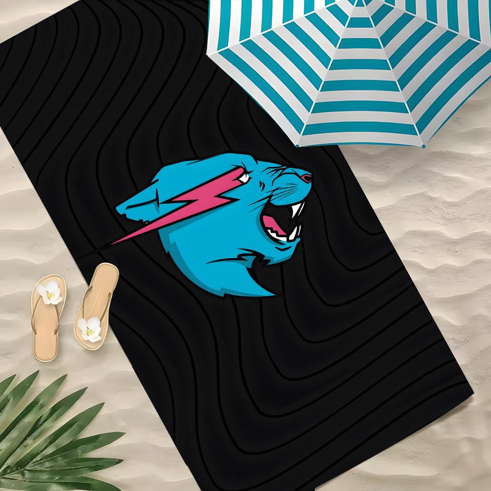 Person MrBeast Towel Polyester Beach Towel Quick Dry Sand Free Bath Towel for Summer Pool Travel Vacation