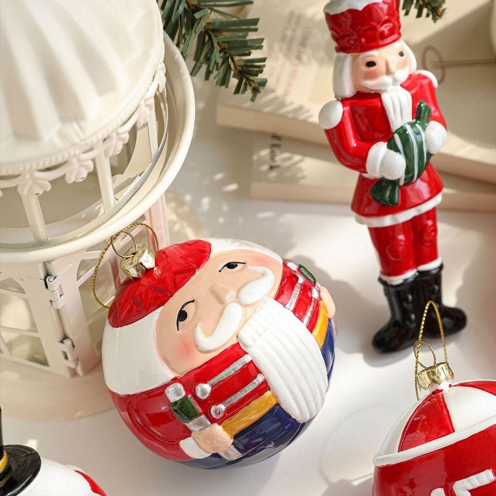 Plastic Christmas Tree Pendant Manual Painted Red&white Xmas Tree Hanging Bauble Santa Claus Figurine Christmas Decorations