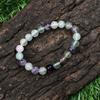 8mm Natural Multi Fluorite Gemstone Handcrafted Beads Jewelry Unisex Good-Luck Stretch Bracelet 7.5" For Birthday Gift RBB-31