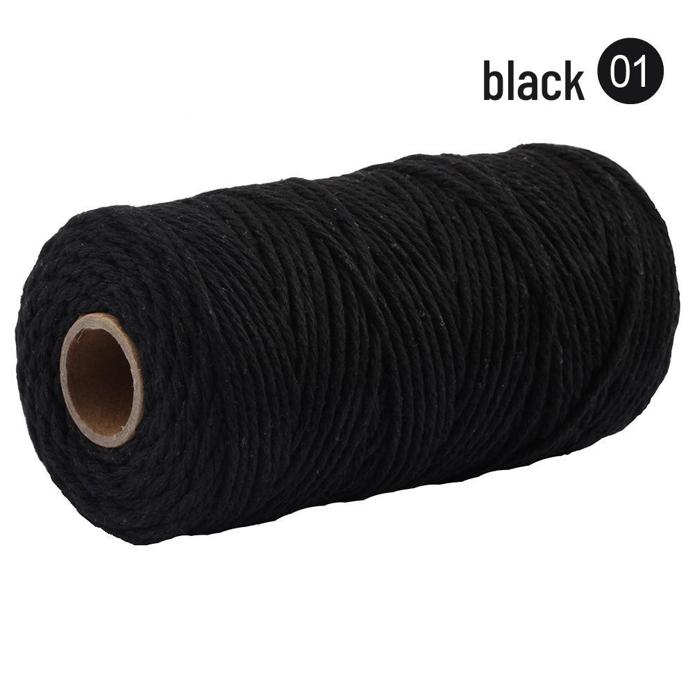 3mm Single-Color Cotton Rope for DIY Weaving - 2mm Thick Tapestry and Binding Thread