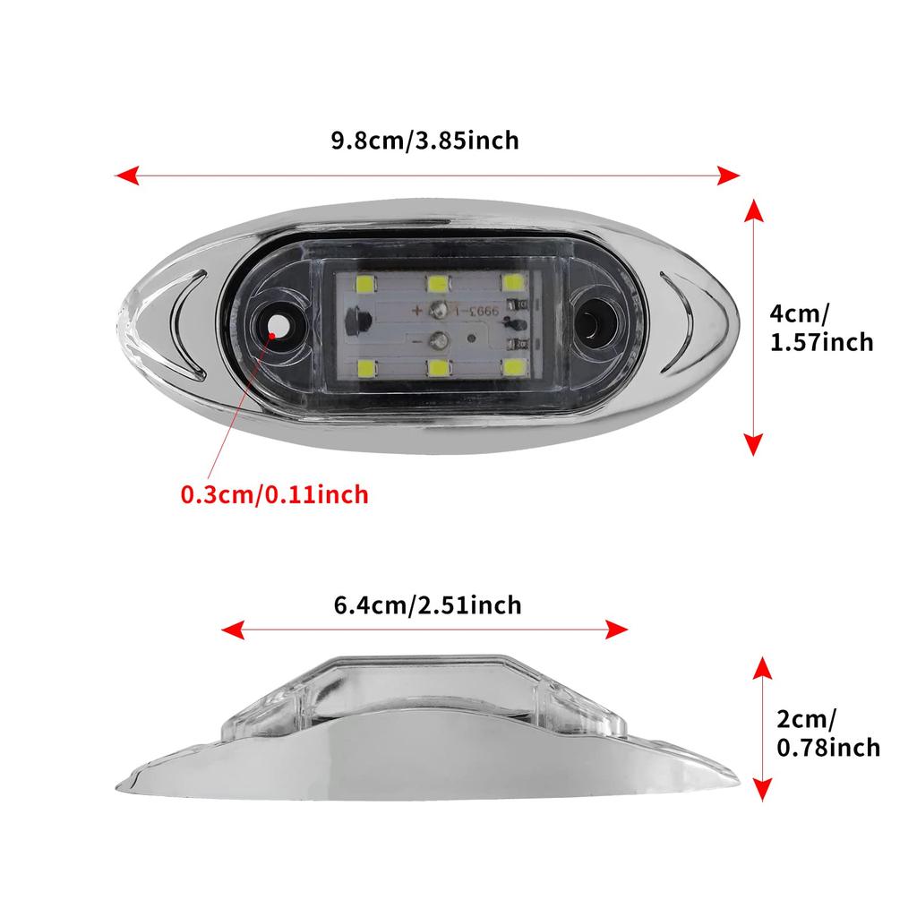 Aoling Side Marker, LED 24V White Truck Marker Lamp RV Bus Shoulder Light