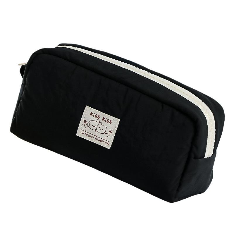 Adorable Lucky Cat Pencil Case Cute Cartoon Soft Stationery Bag Large Capacity Solid Color Organizer Aesthetic School Supplies