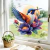 Kingfisher Lotus Pond Static Cling Window Sticker Removable Reusable for Bedroom Living Room Kitchen Glass Home Decor Art