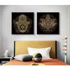 Gold and Black Mandala Lotus Art Canvas Painting on The Wall Posters Prints Religion Wall Art Pictures for Living Room Decor