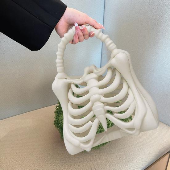 Skeleton Handbag Gothic Ribcage Bone Bag Spooky 3D Printed Skeleton Purse Anatomical Dark Aesthetic Accessory for Halloween Party
