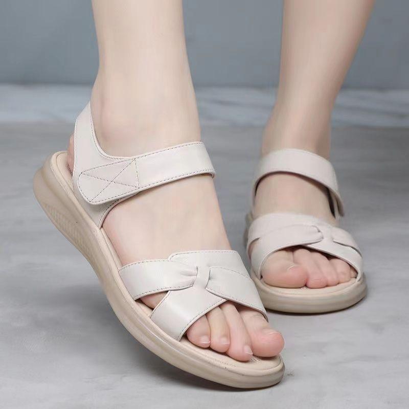 Fashion New Summer Women's Platforms Sandals, Slip-Resistant Middle-Aged Mothers Shoes Flat Casual Ladies Sandals Beach Shoes