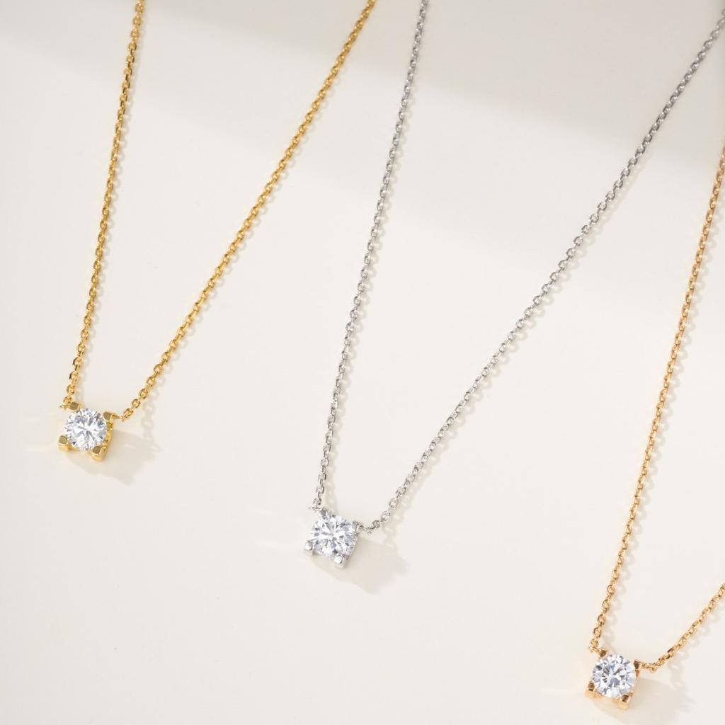 Bullhead 1CT Necklace Women's Light Luxury Simple Single Diamond Design Zircon Clavicle Chain