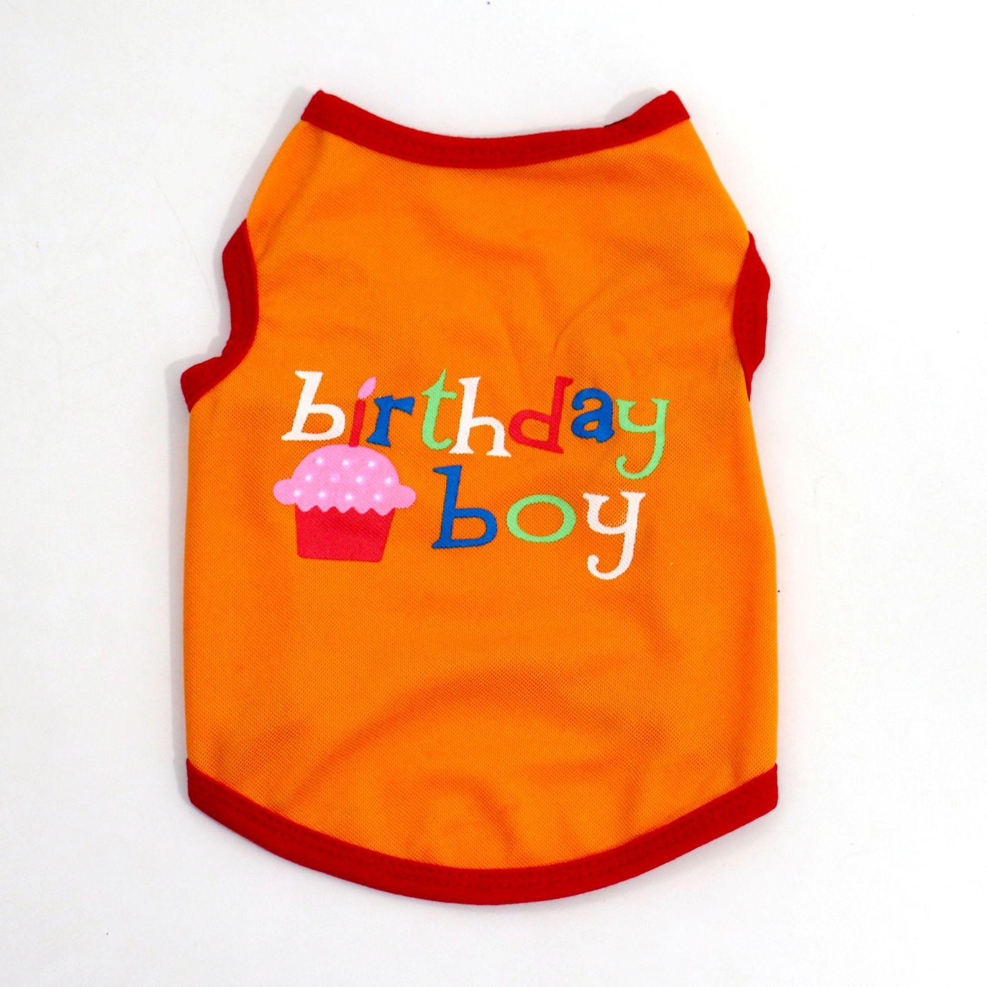 

Pet Puppy Летний жилет День рождения Платье Футболка Одежда Сын Дочь L оранжевый