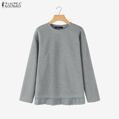 Dames Casual Ronde Hals Losse Lange Mouw T-shirt Top