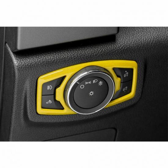 Car Headlight Switch Control Frame Cover For Ford F-150 2015- Bright Yellow