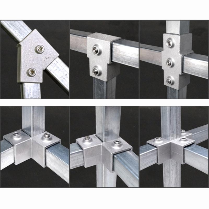 Connettore Rastrelliera di Stoccaggio Giunto Fisso Tubolare Quadrato Raccordo a Gomito a 3 Vie per Montanti di Recinzione e Costruzione di Scaffalature Industriali