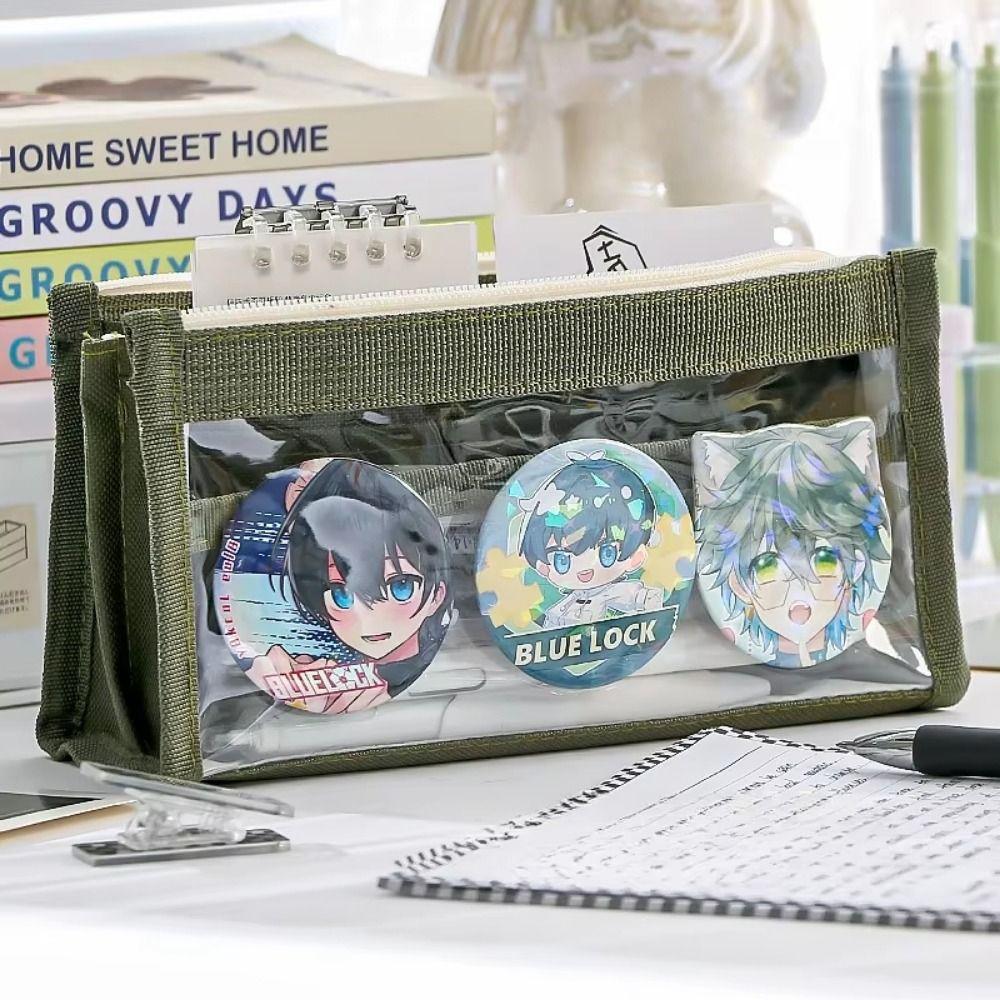 Triangle PVC Transparent Pencil Case Large Capacity Transparent Stationery Storage Bag Clear Waterproof