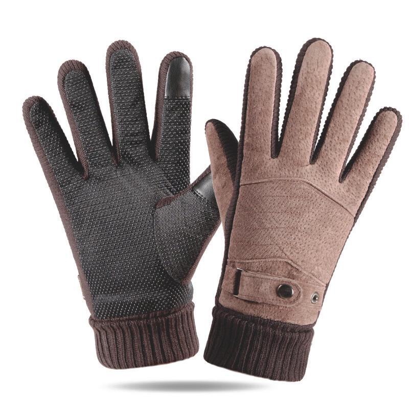 Men's Winter Cycling Pigskin Touchscreen Gloves