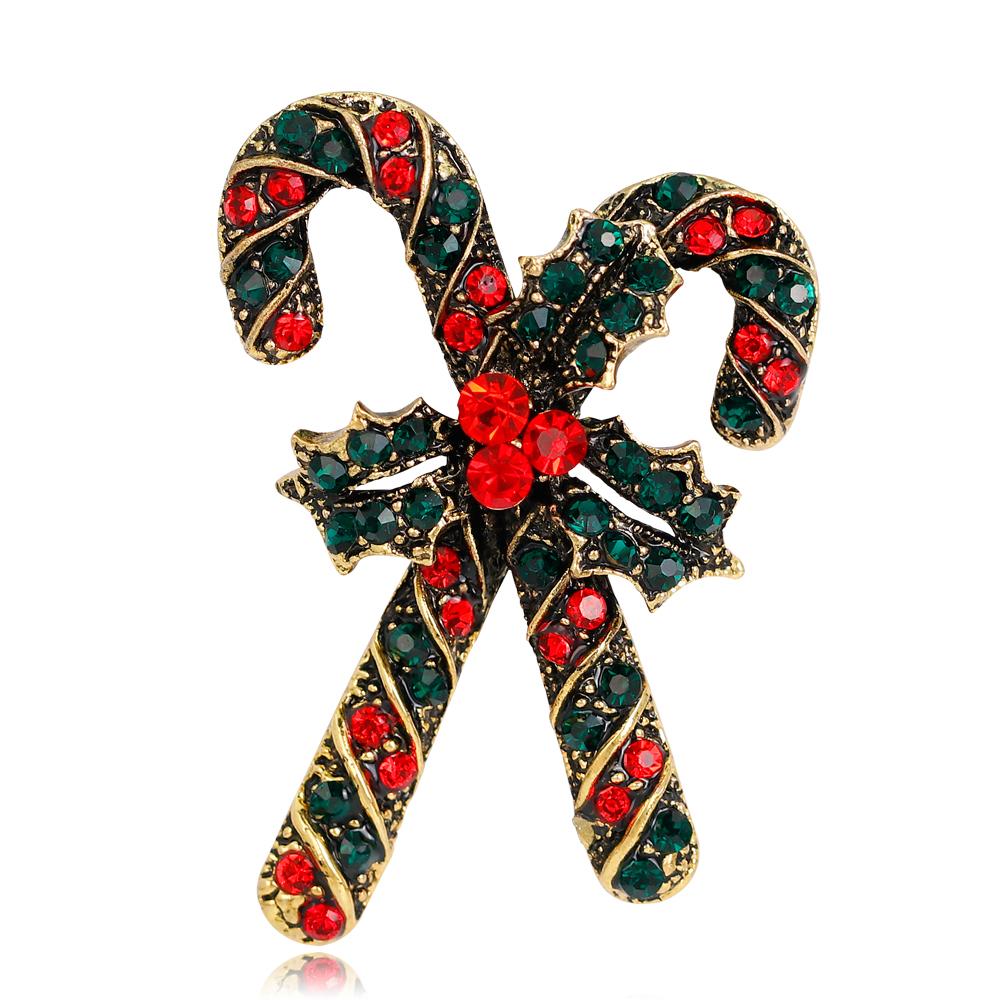 Rinhoo Vintage Christmas Tree Brooch Rhinestone Flower Bell Elk Brooches For Women Collar Lapel Pin Decoration Jewelry Xmas Gift