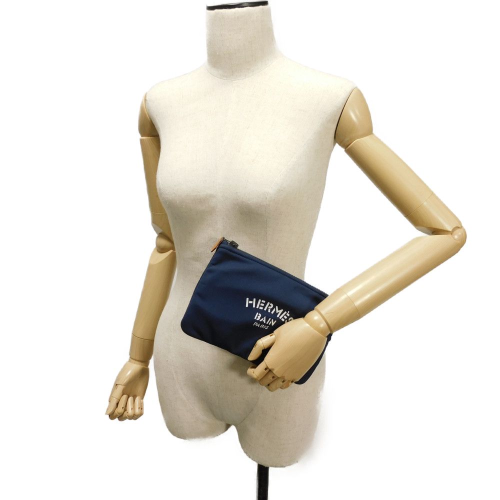 Used 9212 Truth Flat Pouch Neoban PM 7931 Nylon White Logo Blue Marine Unisex from Japan AUTHENTIC