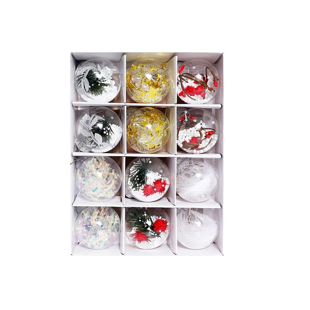 12pcs 6cm Transparent Christmas Balls PET Merry Christmas Tree Decor  Hotel Office Decor