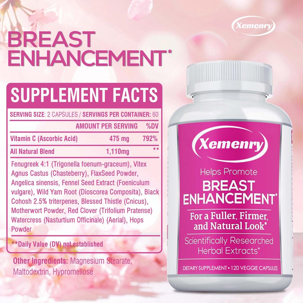 XEMENRY contains Vitamin C, fenugreek extract, is non-GMO, vegetarian capsules, and supports overall health.