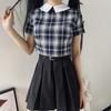 Scione Dark Female Skirt + Belt College Style Black Pleated Short Skirt High Waist Jk Suit Skirt