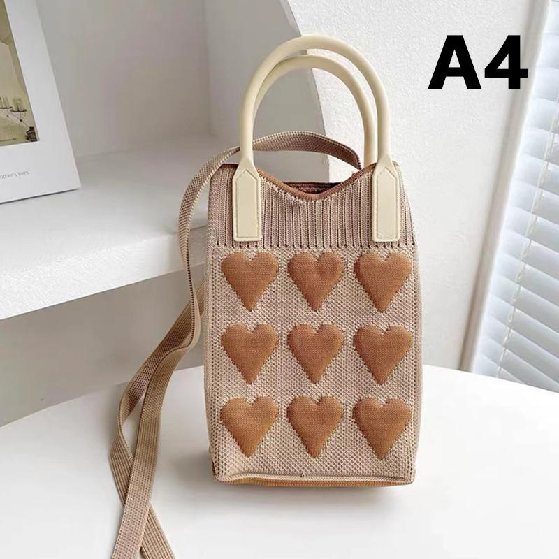 1/2/5pcs Korean Fashion Heart Knitted Mini Handbag Women Mobile Phone Shoulder Bags Girls Chic Cute Outdoor Crossbody Small Bags