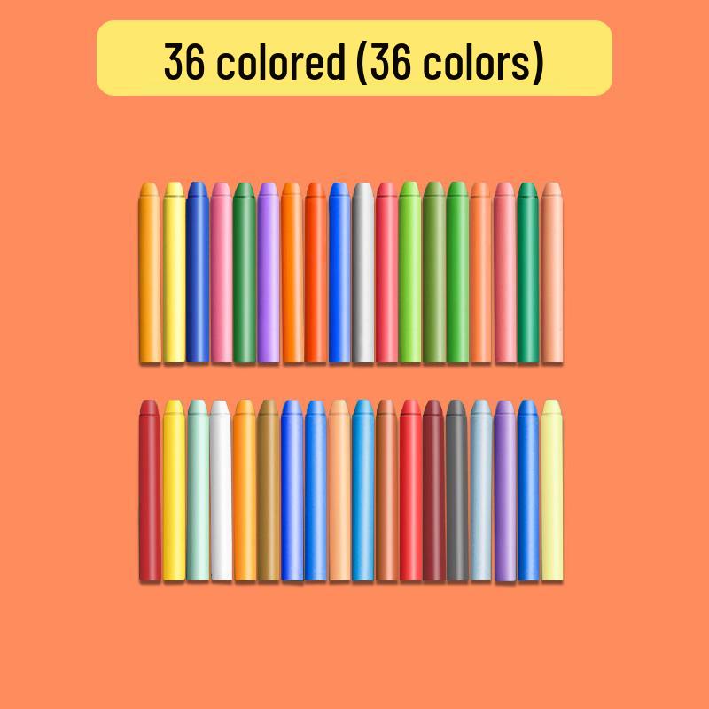 36-Color Dustless Water-Soluble Chalk Set: Odorless, Bright, with Pen Holder Clip for Kids and Teachers