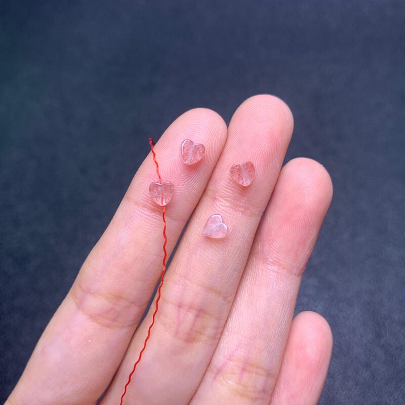 Red Strawberry Crystal Heart Spacer Beads for DIY Jewelry