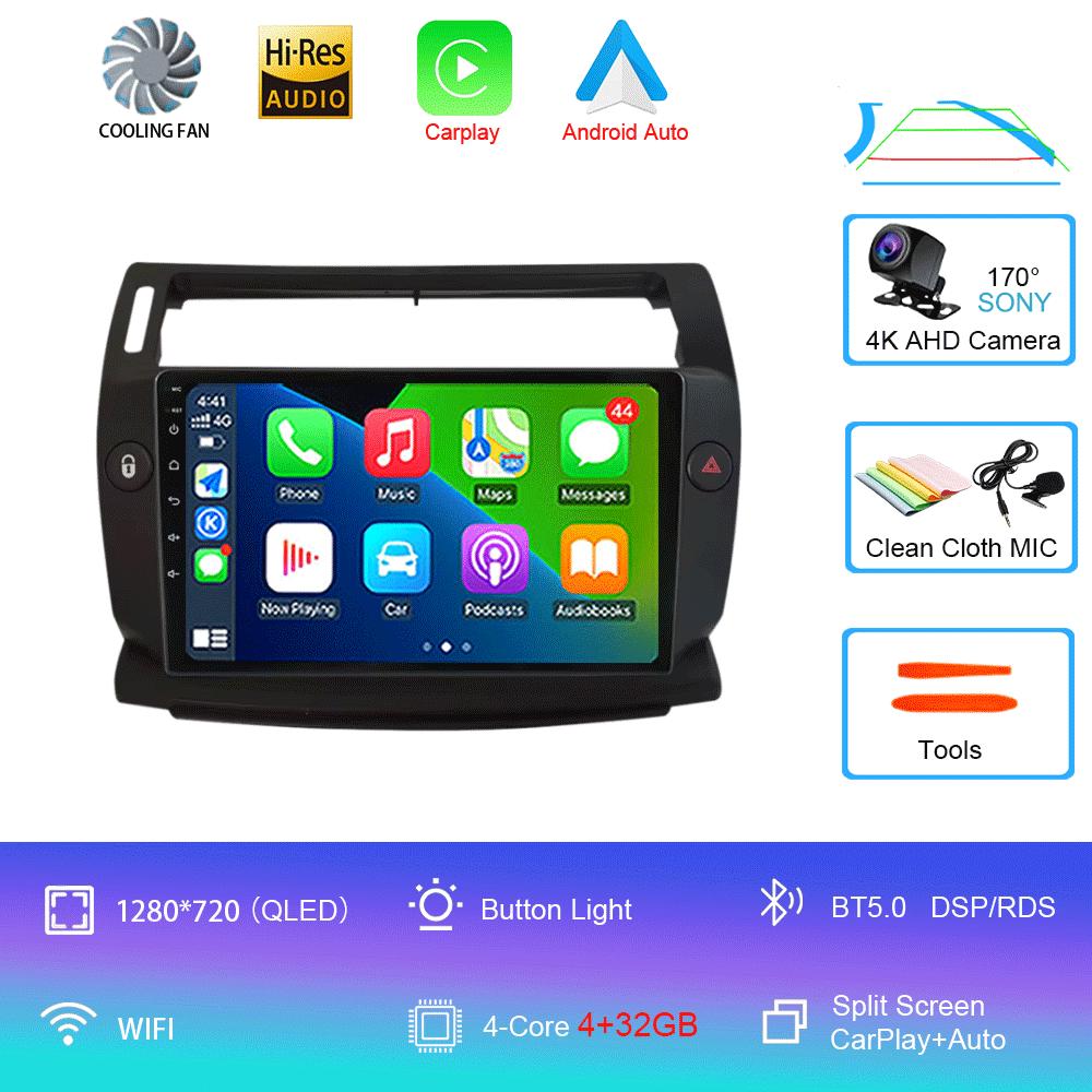 Android 14 For Citroen C4 C-Triomphe C-Quatre 2004 - 2014 Car Radio Player Stereo Multimedia GPS Navigation Player QLED Screen