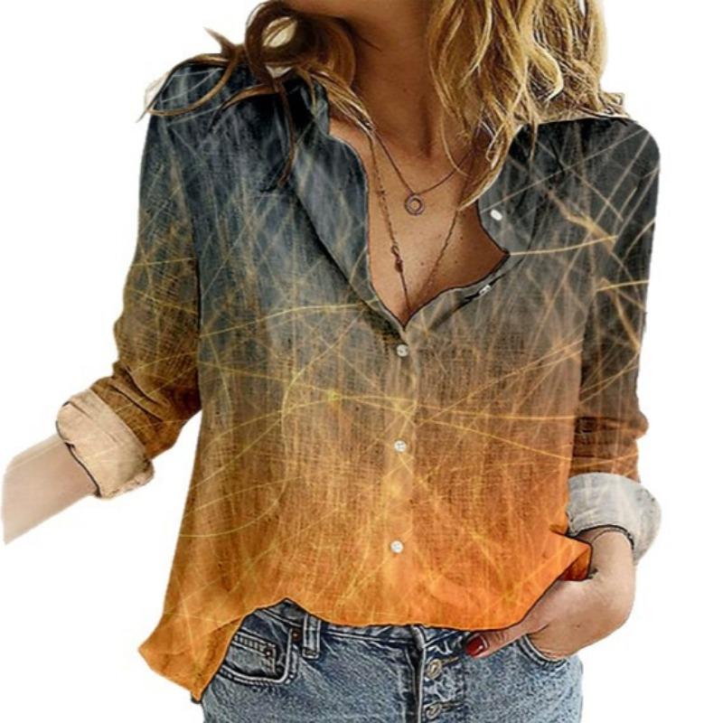 Women's Long-sleeved Shirt 3D Printed European and American Popular Tops