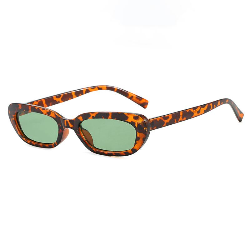 

SO&EI Fashion Small Cat Eye Sunglasses Women Shades UV400 Retro Blue Green Men Rectangle Sun Glasses As the picture
