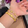 Cloth Style Hand-Brushed Sigh Flower Golden Jade Bracelet Enamel Hydrangea Bracelet Layered With High-End Hand Jewelry