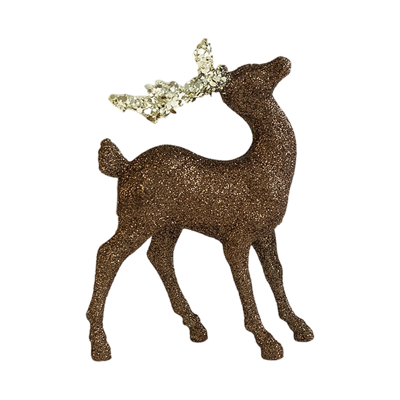 

Glitter Flocked Deer Figurine, Christmas Tree Decoration, Photo Prop. One Size кофейный