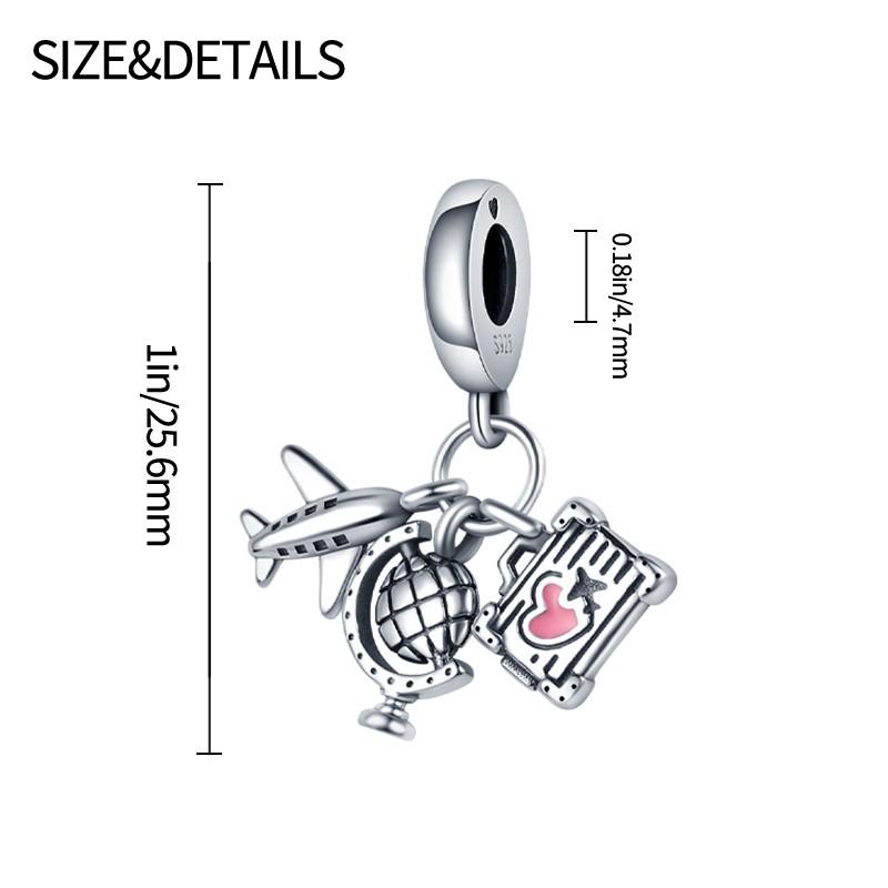 Charms Bead Copper Earth Airplane Luggage Dangle Fit Bangle Bracelet Necklace Diy Jewelry