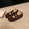 Fan Gui ~ Height Increase 3.5cm ~ Round Toe Double Buckle Birkenstock Wool Mary Jane Wool Single Shoe Girl