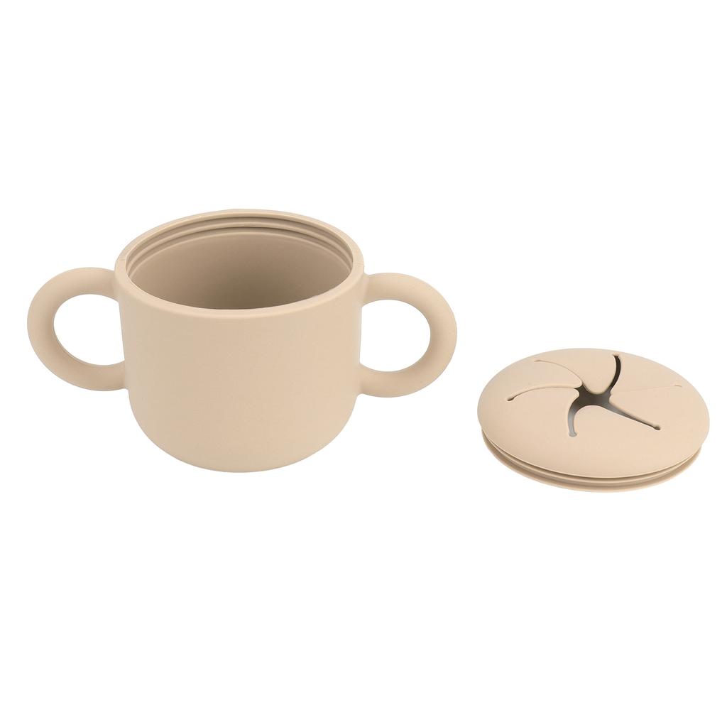 Baby Lernen Trinkbecher Silikon Doppelgriff Design Einfache Reinigung Auslaufsicher Kleinkind Trainingsbecher Khaki