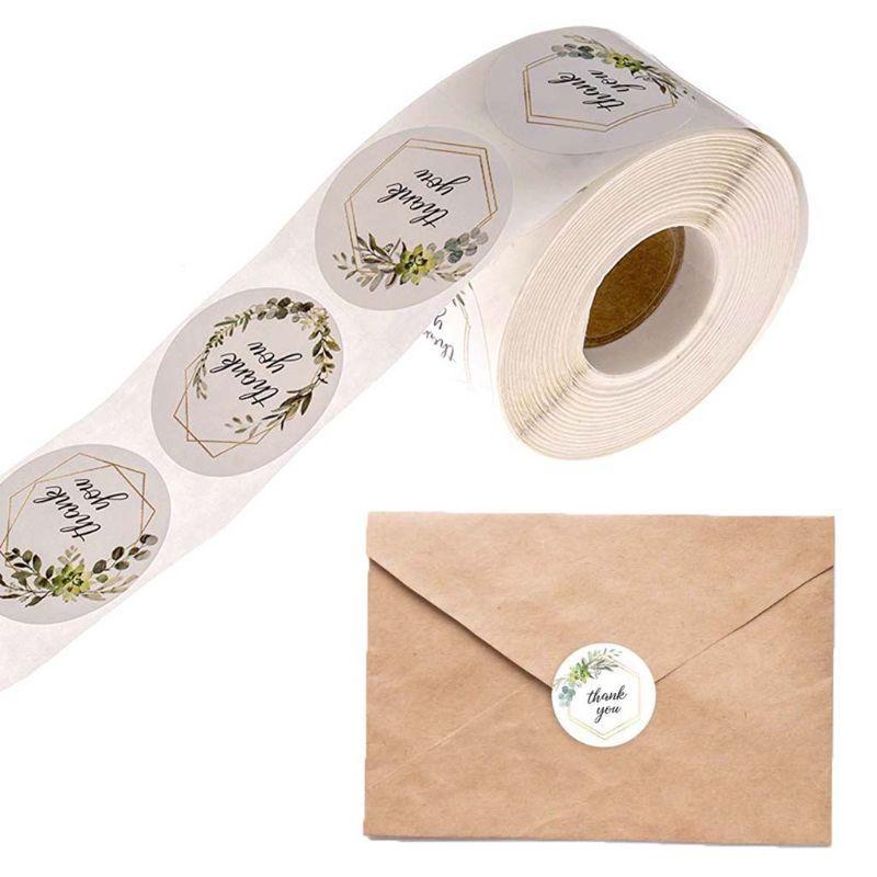 Thank You Stickers 500pcs/roll Gift Envelopes Biscuit Cooking Wrapping Accessory for New Year Card Decoration