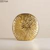 Gold Plated Sun Flower Relief Ceramic Vase Plant Pots Table Decoration Flowers Arrangement Flower Vase Room Aesthetic Decor