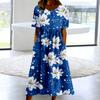Damen Sommerkleid Rundhalsausschnitt Locker Geschnitten Blumendruck Weiter Saum Kurz