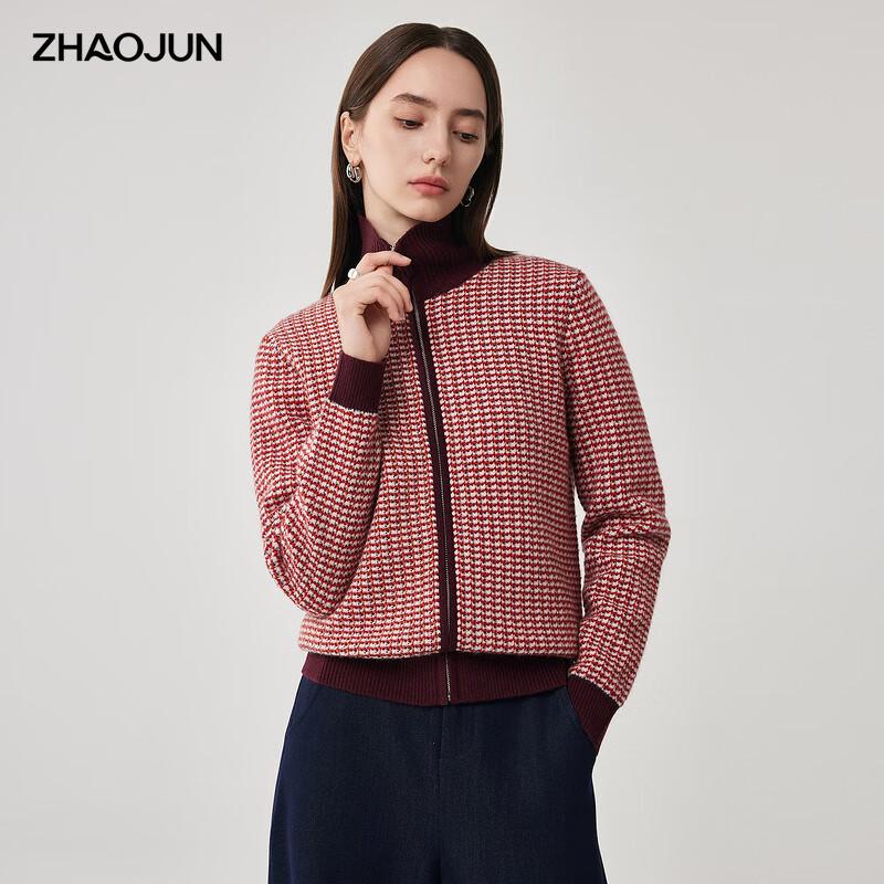 

Women s Checkered Wool Zipper Cardigan 2XL