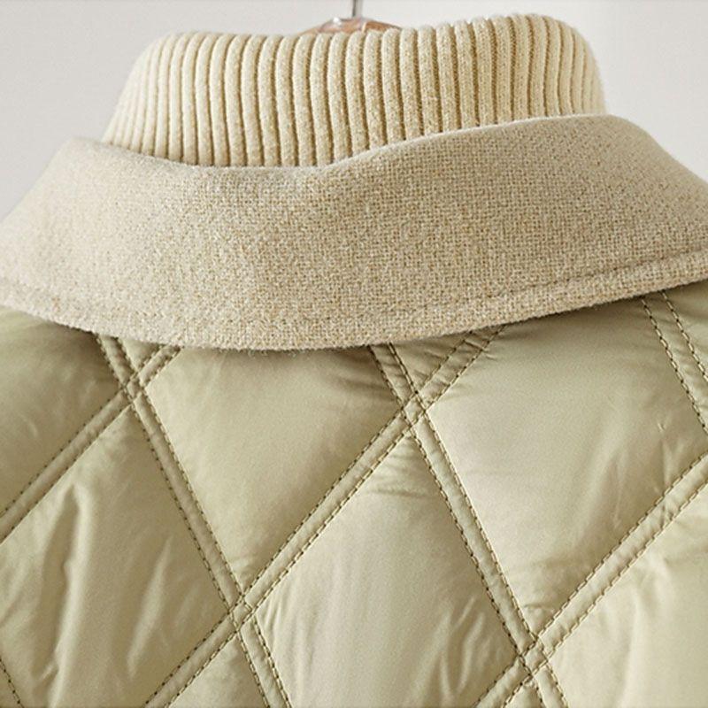 Dam Kort Vadderad Jacka Vinter Lös Varm Quiltad Jacka Mode Ståkrage Bomull Ytterkläder