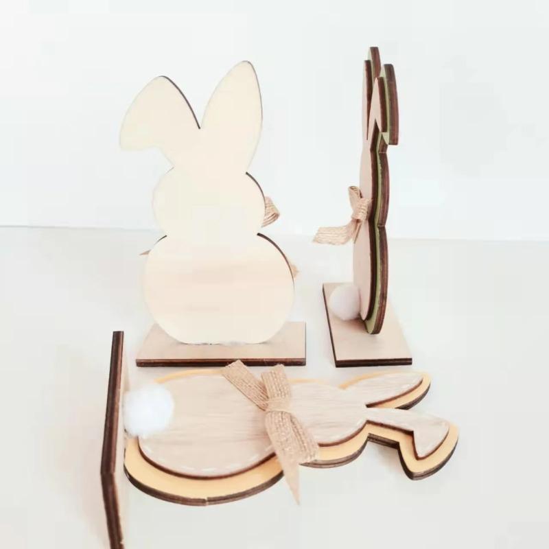 Ornament Exchange Home for Easter Dwarf Ornaments Rabbit Decoration Decorations Wooden Desktop Easter Couple Dancing Sculpture