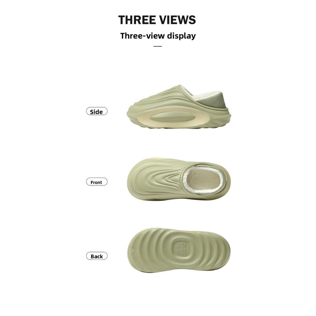 Waterproof Cotton Slippers for Men, Anti Slip In Winter, Home with Plush Cotton Shoes, Warm Bags, Thick Soled Cotton Slippers for Women