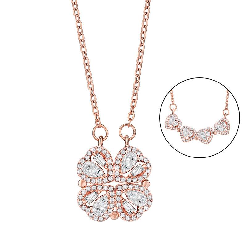 Elegant Four Leaf Clover Necklace For Women In Beautiful Rose Gold And Platinum Color Options