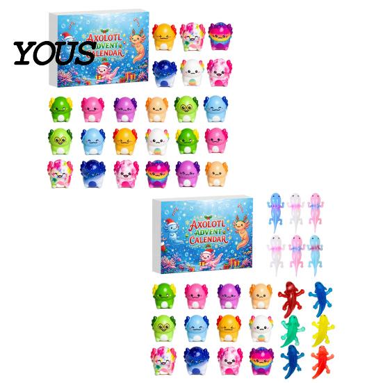 Salamander Advent Calendar Christmas Calendar, Countdown with 24 Squeeze Toys, Days Mini Toy Gift Box for Holiday Kids Stress Relief Toys