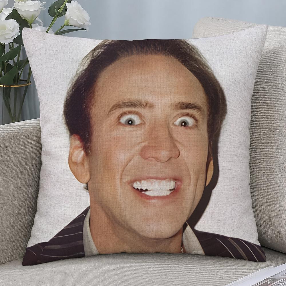 Actor Nicolas Cage Cushion Cover Cushion Covers Natural Linen Breathable Sofa Bedroom Decor Pillowcase